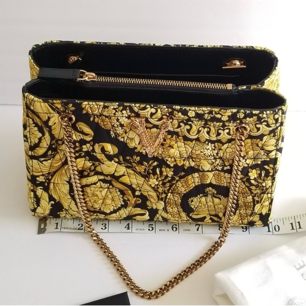 Versace Luxurious Black and Gold Women's Shoulder Bag